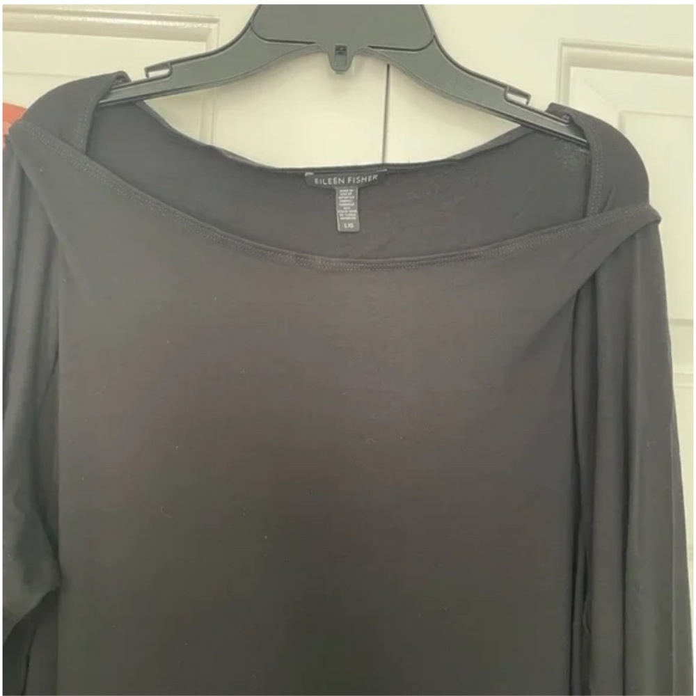 Eileen Fisher black dress with square neckline size L - Picture 4 of 5